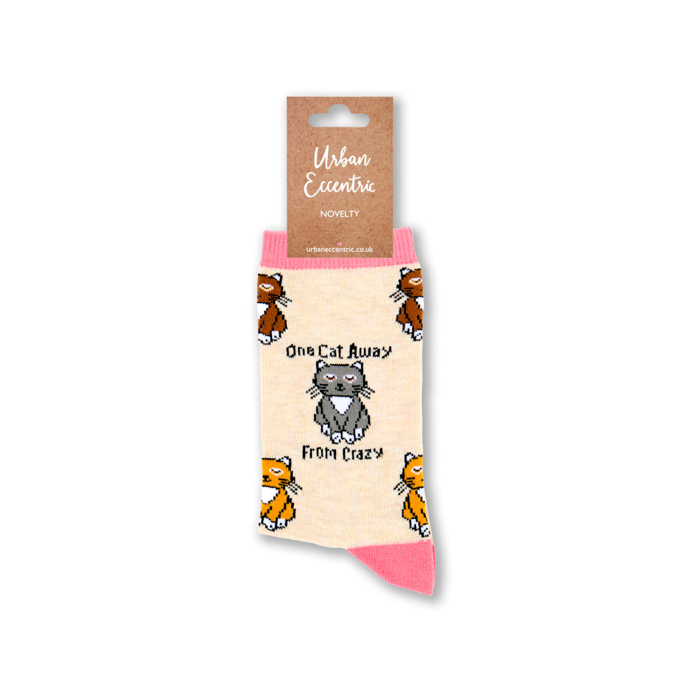 Ladies One Cat Away From Crazy Socks