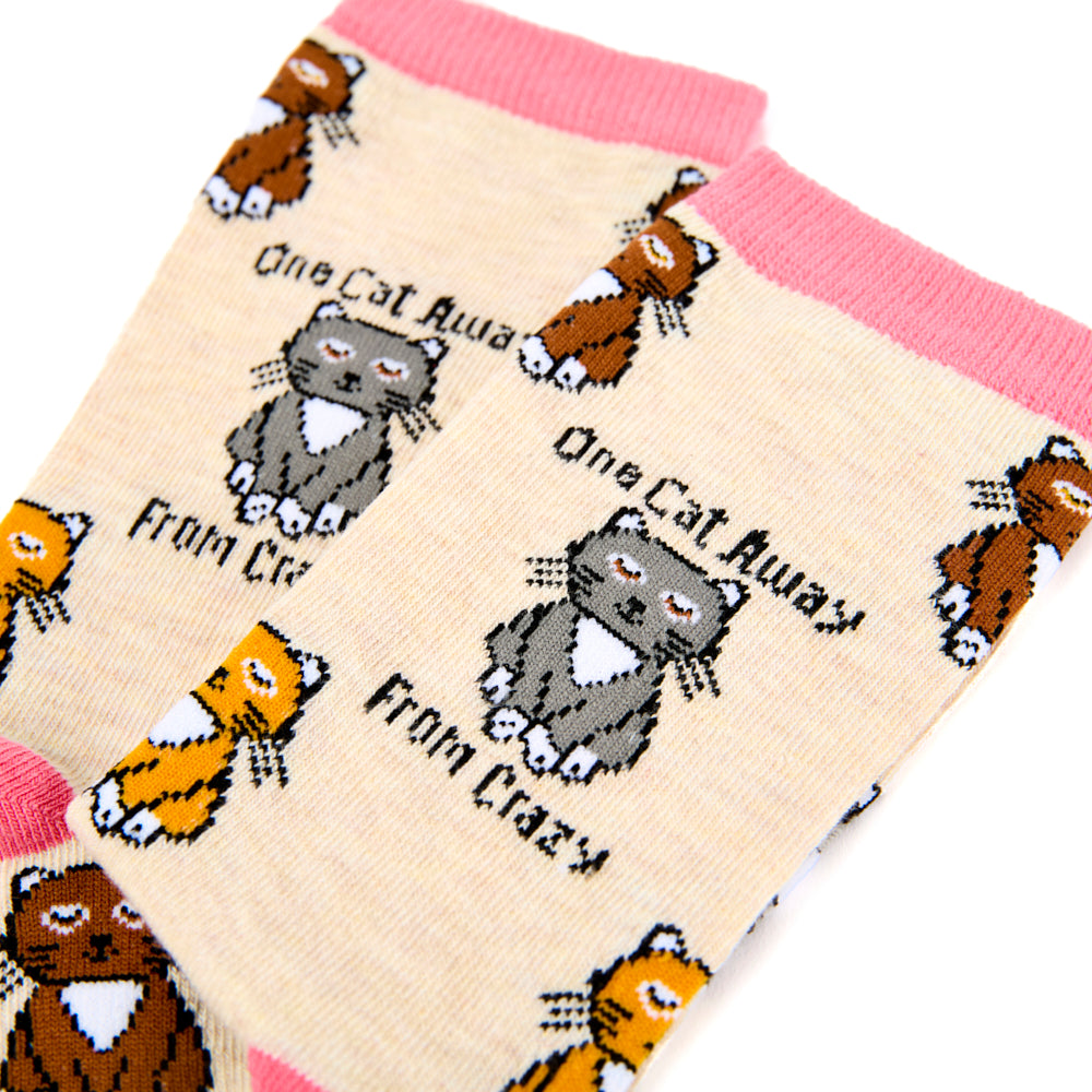 Ladies One Cat Away From Crazy Socks
