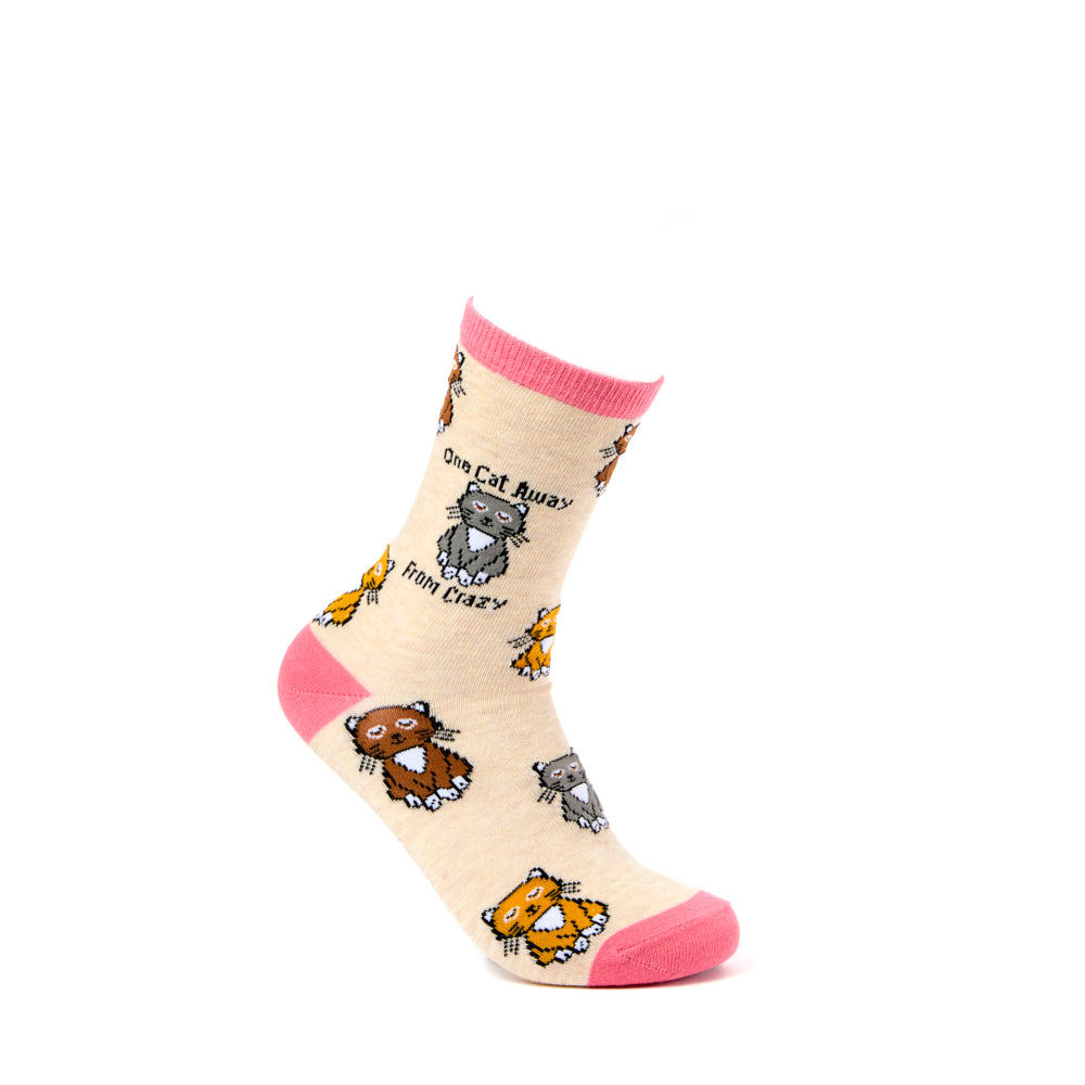 Ladies One Cat Away From Crazy Socks