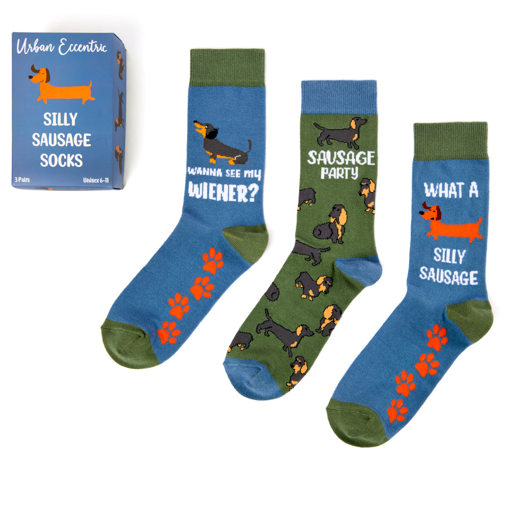 Unisex Cheeky Sausage Dog Gift Box Socks