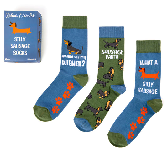Unisex Cheeky Sausage Dog Gift Box Socks